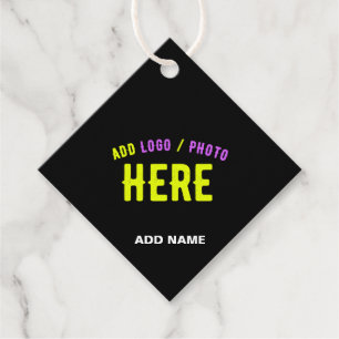STYLISH MODERN CUSTOMIZABLE BLACK VERIFIED BRANDED FAVOR TAGS