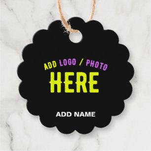 STYLISH MODERN CUSTOMIZABLE BLACK VERIFIED BRANDED FAVOR TAGS