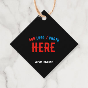 STYLISH MODERN CUSTOMIZABLE BLACK VERIFIED BRANDED FAVOR TAGS