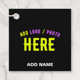STYLISH MODERN CUSTOMIZABLE BLACK VERIFIED BRANDED FAVOR TAGS