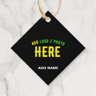 STYLISH MODERN CUSTOMIZABLE BLACK VERIFIED BRANDED FAVOR TAGS