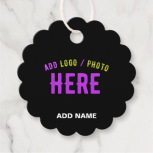 STYLISH MODERN CUSTOMIZABLE BLACK VERIFIED BRANDED FAVOR TAGS
