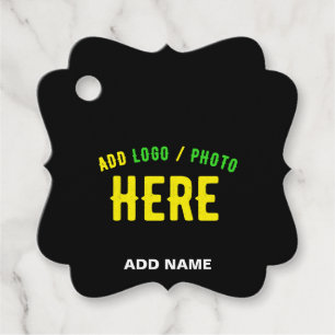 STYLISH MODERN CUSTOMIZABLE BLACK VERIFIED BRANDED FAVOR TAGS