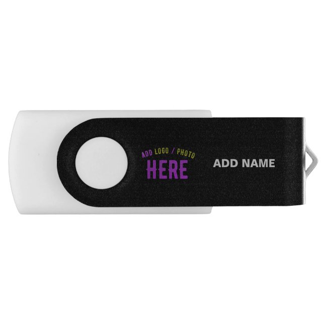 STYLISH MODERN CUSTOMIZABLE BLACK VERIFIED BRANDED FLASH DRIVE (Front)