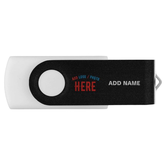 STYLISH MODERN CUSTOMIZABLE BLACK VERIFIED BRANDED FLASH DRIVE (Front)