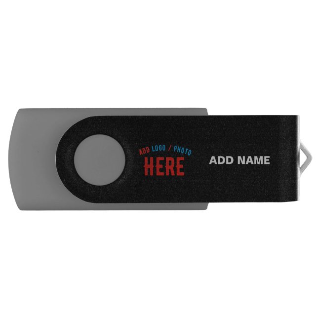 STYLISH MODERN CUSTOMIZABLE BLACK VERIFIED BRANDED FLASH DRIVE (Front)