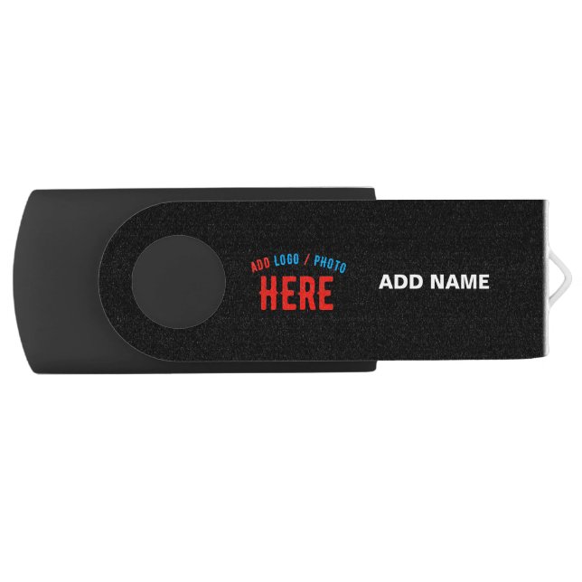 STYLISH MODERN CUSTOMIZABLE BLACK VERIFIED BRANDED FLASH DRIVE (Front)