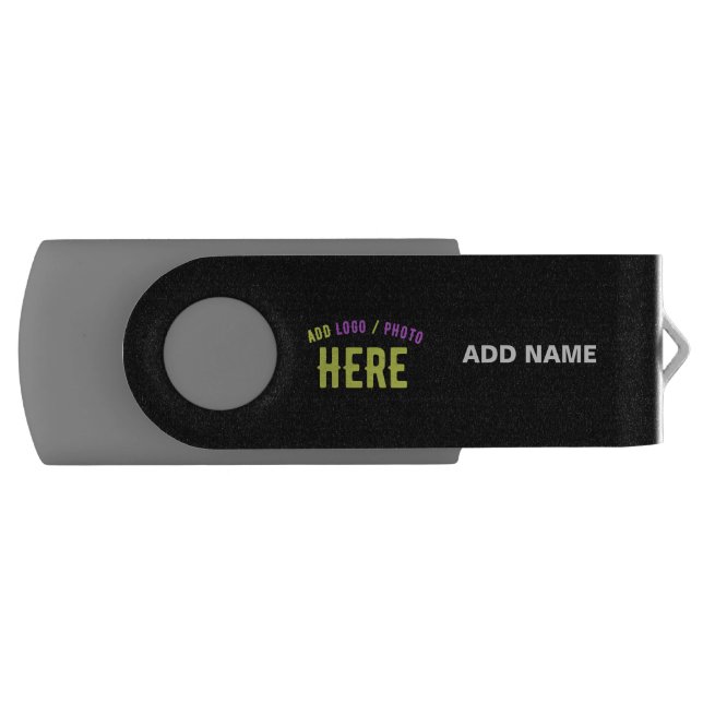 STYLISH MODERN CUSTOMIZABLE BLACK VERIFIED BRANDED FLASH DRIVE (Front)