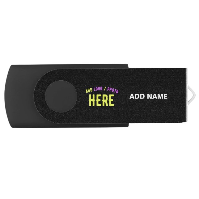STYLISH MODERN CUSTOMIZABLE BLACK VERIFIED BRANDED FLASH DRIVE (Front)