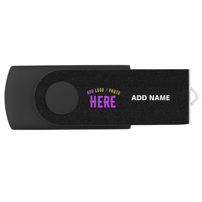STYLISH MODERN CUSTOMIZABLE BLACK VERIFIED BRANDED FLASH DRIVE (Front)