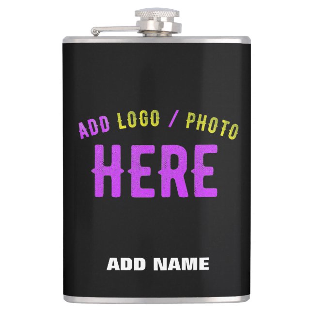 STYLISH MODERN CUSTOMIZABLE BLACK VERIFIED BRANDED FLASK (Front)