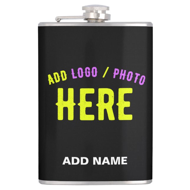 STYLISH MODERN CUSTOMIZABLE BLACK VERIFIED BRANDED FLASK (Front)