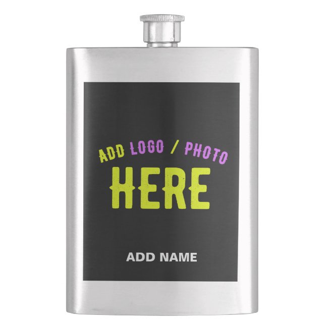 STYLISH MODERN CUSTOMIZABLE BLACK VERIFIED BRANDED FLASK (Front)