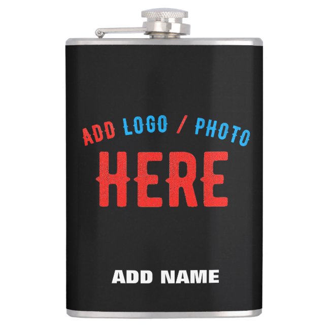 STYLISH MODERN CUSTOMIZABLE BLACK VERIFIED BRANDED FLASK (Front)