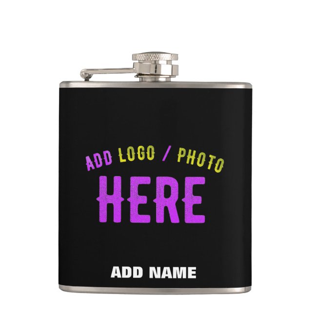 STYLISH MODERN CUSTOMIZABLE BLACK VERIFIED BRANDED FLASK (Front)