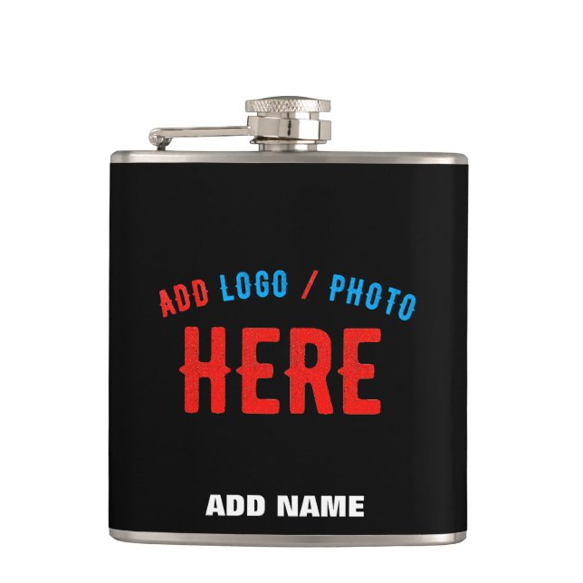 STYLISH MODERN CUSTOMIZABLE BLACK VERIFIED BRANDED FLASK (Front)