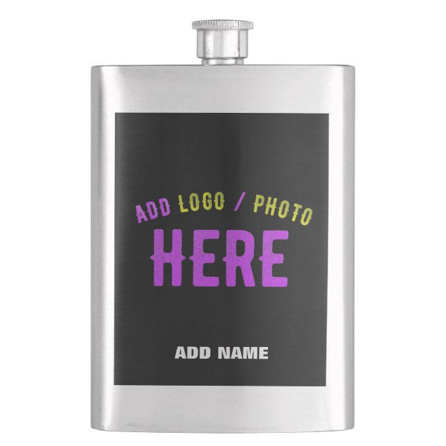 STYLISH MODERN CUSTOMIZABLE BLACK VERIFIED BRANDED FLASK (Front)