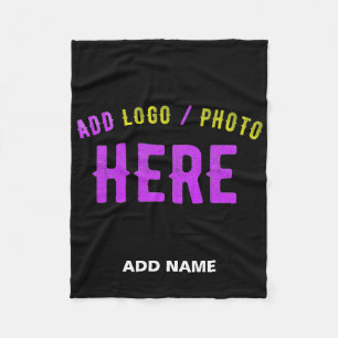 STYLISH MODERN CUSTOMIZABLE BLACK VERIFIED BRANDED FLEECE BLANKET
