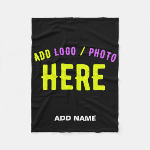 STYLISH MODERN CUSTOMIZABLE BLACK VERIFIED BRANDED FLEECE BLANKET