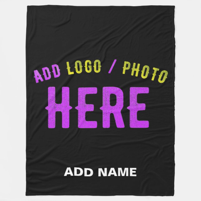 STYLISH MODERN CUSTOMIZABLE BLACK VERIFIED BRANDED FLEECE BLANKET (Front)
