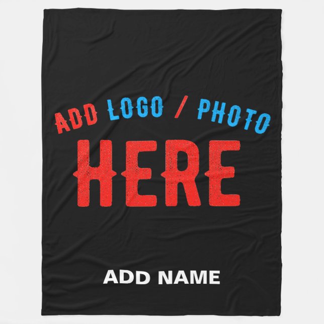 STYLISH MODERN CUSTOMIZABLE BLACK VERIFIED BRANDED FLEECE BLANKET (Front)