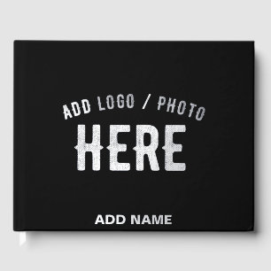 STYLISH MODERN CUSTOMIZABLE BLACK VERIFIED BRANDED FOIL GUEST BOOK