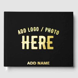 STYLISH MODERN CUSTOMIZABLE BLACK VERIFIED BRANDED FOIL GUEST BOOK