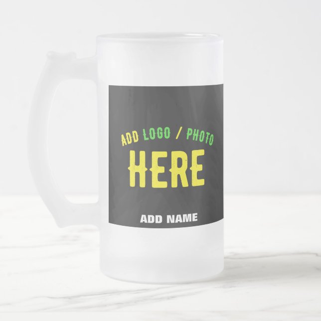 STYLISH MODERN CUSTOMIZABLE BLACK VERIFIED BRANDED FROSTED GLASS BEER MUG (Left)