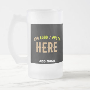STYLISH MODERN CUSTOMIZABLE BLACK VERIFIED BRANDED FROSTED GLASS BEER MUG