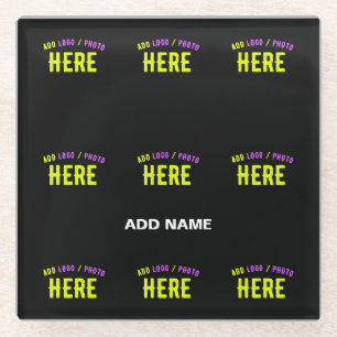 STYLISH MODERN CUSTOMIZABLE BLACK VERIFIED BRANDED GLASS COASTER