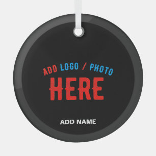 STYLISH MODERN CUSTOMIZABLE BLACK VERIFIED BRANDED GLASS ORNAMENT