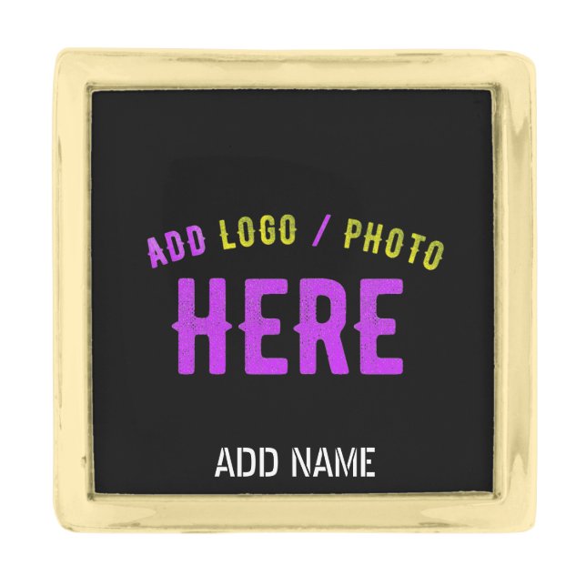 STYLISH MODERN CUSTOMIZABLE BLACK VERIFIED BRANDED GOLD FINISH LAPEL PIN (Front)