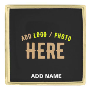 STYLISH MODERN CUSTOMIZABLE BLACK VERIFIED BRANDED GOLD FINISH LAPEL PIN