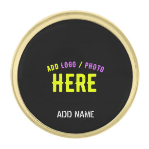 STYLISH MODERN CUSTOMIZABLE BLACK VERIFIED BRANDED GOLD FINISH LAPEL PIN
