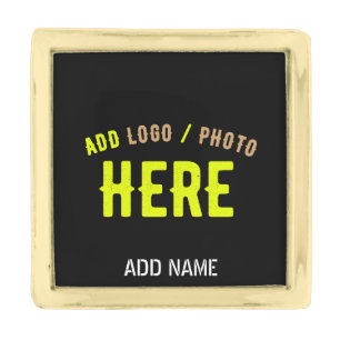 STYLISH MODERN CUSTOMIZABLE BLACK VERIFIED BRANDED GOLD FINISH LAPEL PIN