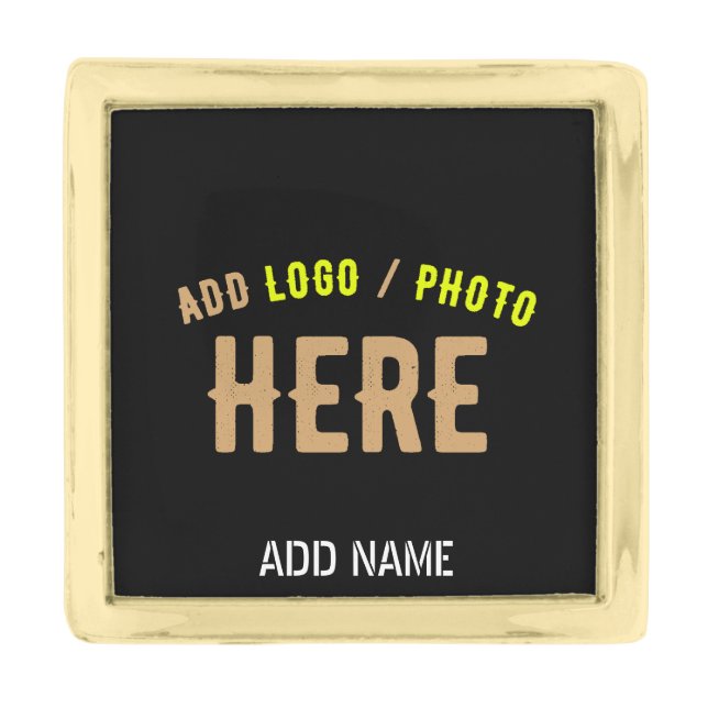 STYLISH MODERN CUSTOMIZABLE BLACK VERIFIED BRANDED GOLD FINISH LAPEL PIN (Front)