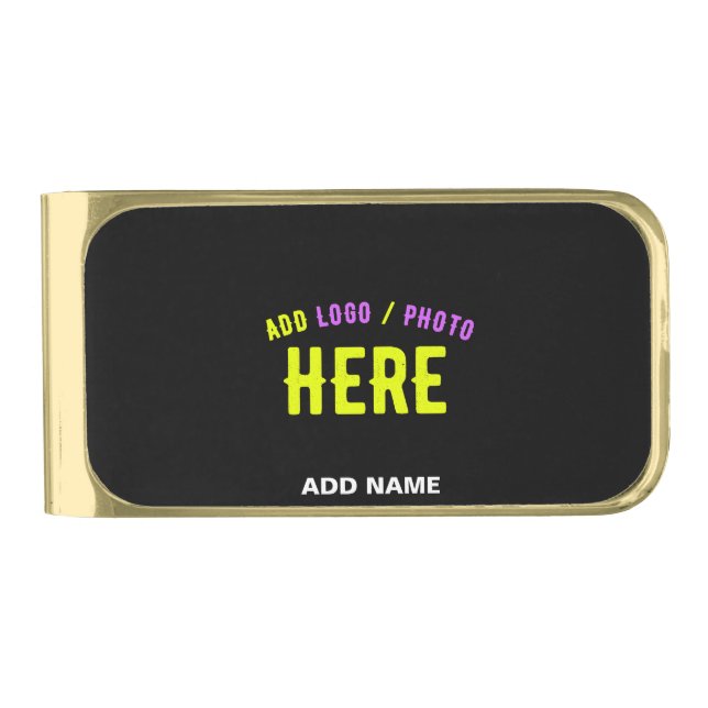 STYLISH MODERN CUSTOMIZABLE BLACK VERIFIED BRANDED GOLD FINISH MONEY CLIP (Front)