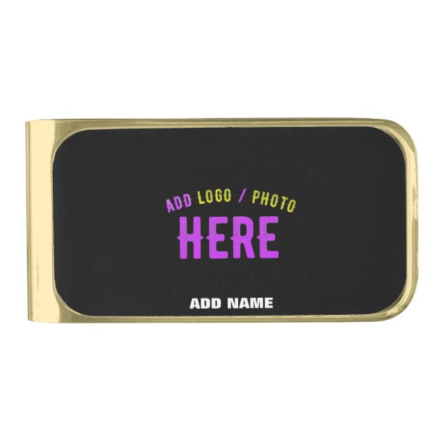 STYLISH MODERN CUSTOMIZABLE BLACK VERIFIED BRANDED GOLD FINISH MONEY CLIP (Front)