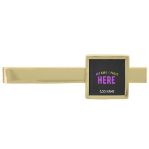 STYLISH MODERN CUSTOMIZABLE BLACK VERIFIED BRANDED GOLD FINISH TIE BAR