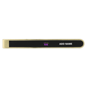 STYLISH MODERN CUSTOMIZABLE BLACK VERIFIED BRANDED GOLD FINISH TIE BAR
