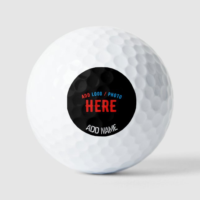 STYLISH MODERN CUSTOMIZABLE BLACK VERIFIED BRANDED GOLF BALLS (Front)