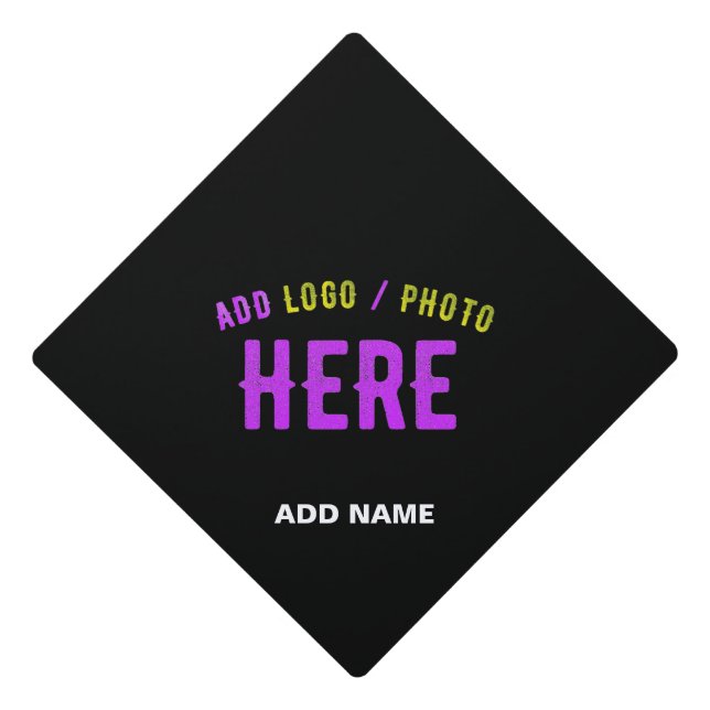 STYLISH MODERN CUSTOMIZABLE BLACK VERIFIED BRANDED GRADUATION CAP TOPPER (Front)