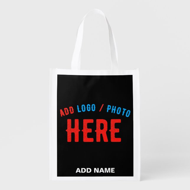 STYLISH MODERN CUSTOMIZABLE BLACK VERIFIED BRANDED GROCERY BAG (Front)