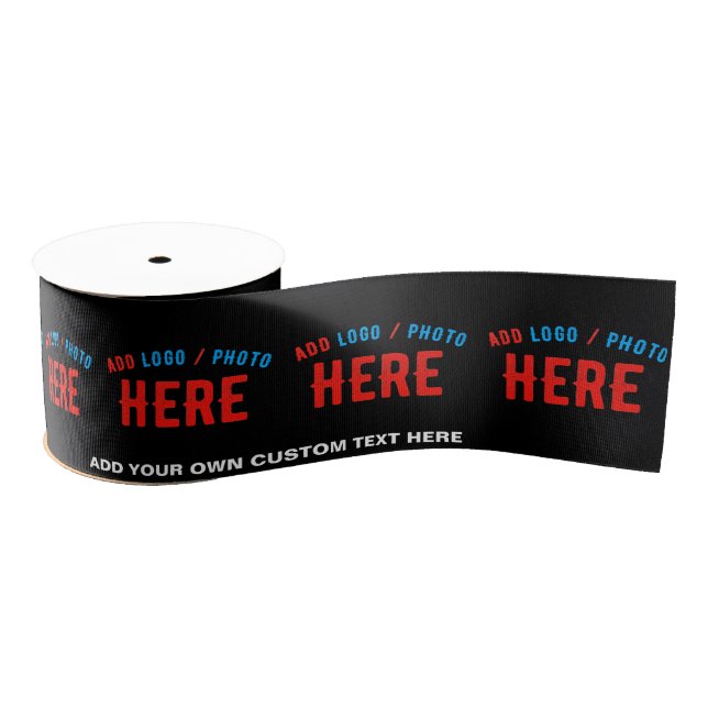 STYLISH MODERN CUSTOMIZABLE BLACK VERIFIED BRANDED GROSGRAIN RIBBON (Spool)