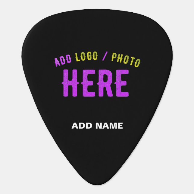 STYLISH MODERN CUSTOMIZABLE BLACK VERIFIED BRANDED GUITAR PICK (Front)