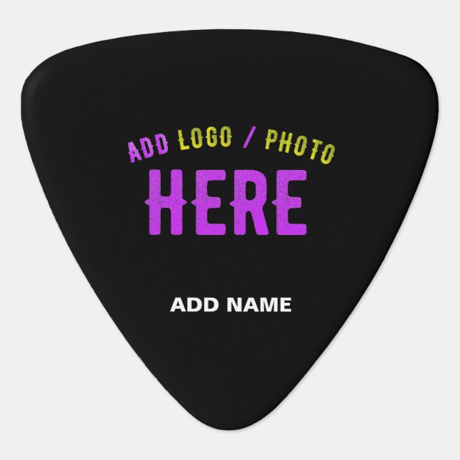 STYLISH MODERN CUSTOMIZABLE BLACK VERIFIED BRANDED GUITAR PICK (Front)