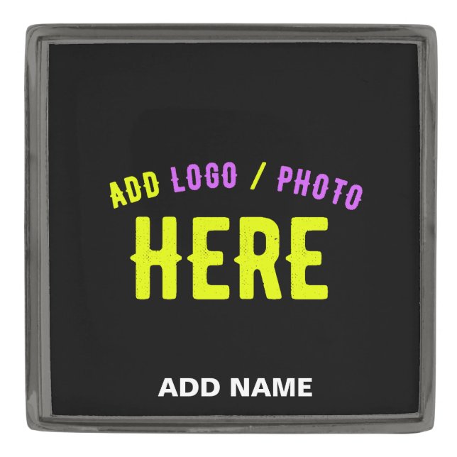 STYLISH MODERN CUSTOMIZABLE BLACK VERIFIED BRANDED GUNMETAL FINISH LAPEL PIN (Front)