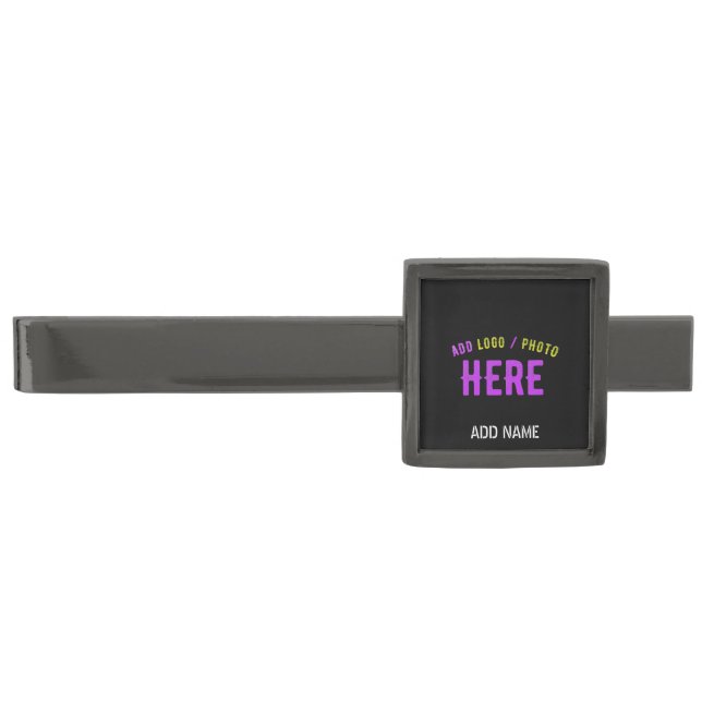 STYLISH MODERN CUSTOMIZABLE BLACK VERIFIED BRANDED GUNMETAL FINISH TIE BAR (Front)