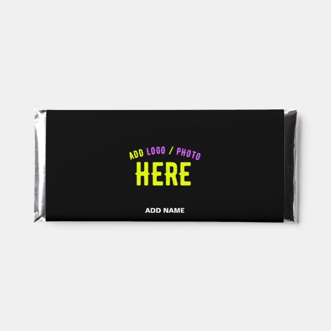 STYLISH MODERN CUSTOMIZABLE BLACK VERIFIED BRANDED HERSHEY BAR FAVORS (Front)