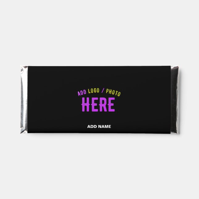 STYLISH MODERN CUSTOMIZABLE BLACK VERIFIED BRANDED HERSHEY BAR FAVORS (Front)